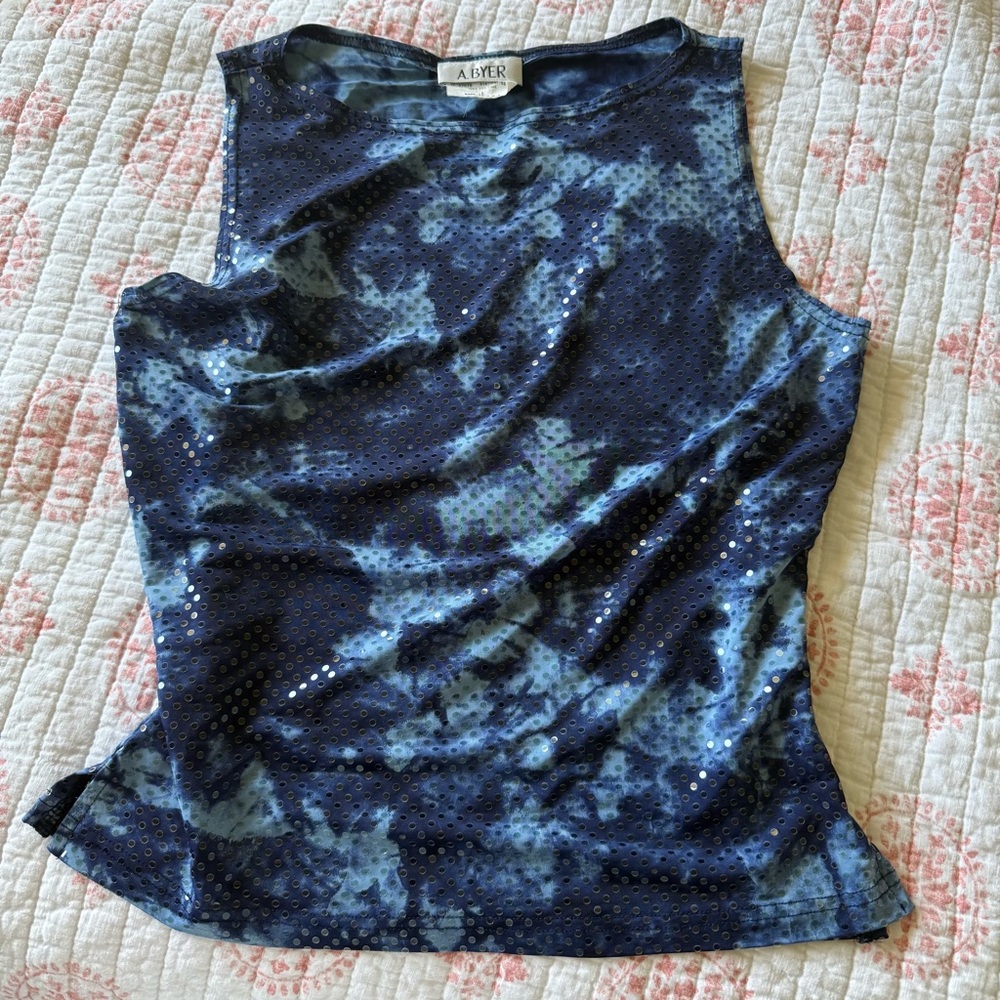 Vintage 90s Y2K Sparkle Sequin High Neck Slinky Top